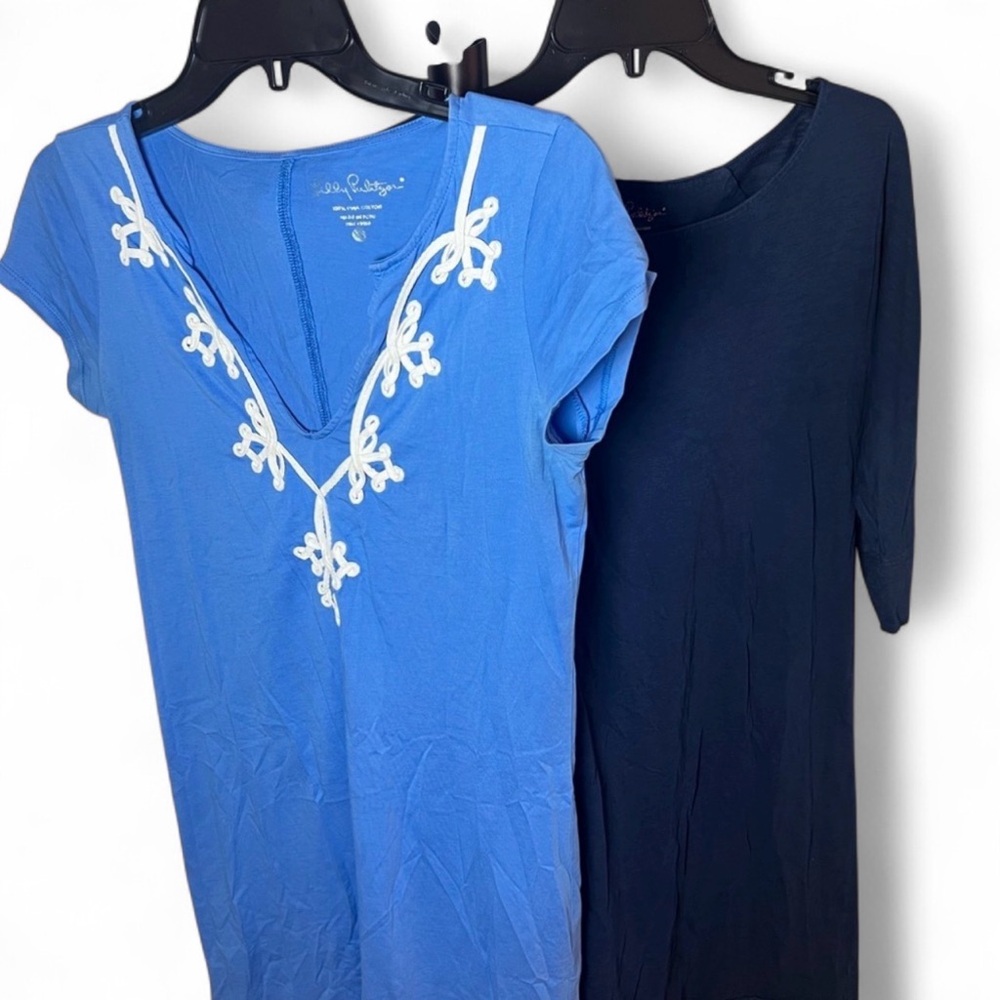 Lilly Pulitzer Bundle Of 2 Pima Cotton Mini Dresses Size XS Blue Embroidered
